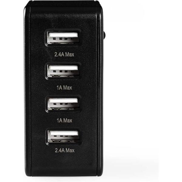 Nedis WCHAU481ABK Wandoplader 4,8 A 4 Uitgangen Usb-a Zwart