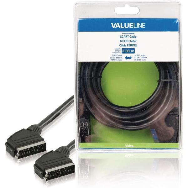 Valueline VLVB31000B30 Scart Kabel Scart Mannelijk - Scart Mannelijk 3,00 M Zwart