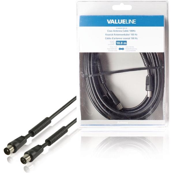 Valueline Vlsb40010b100 Coax Antennekabel 100 hz Coax Mannelijk - Coax Vrouwelijk 10,0 M Zwart