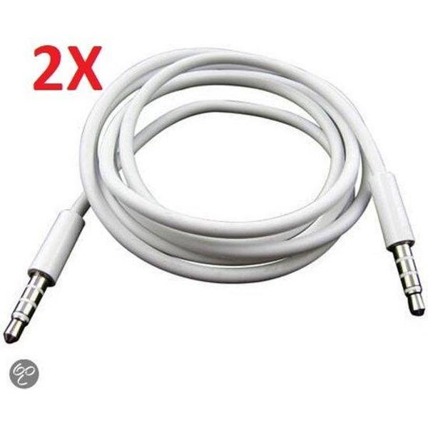 Haweel VOORDEELSET! 2x Jack AUX 3.5mm Audio kabel wit 1 meter