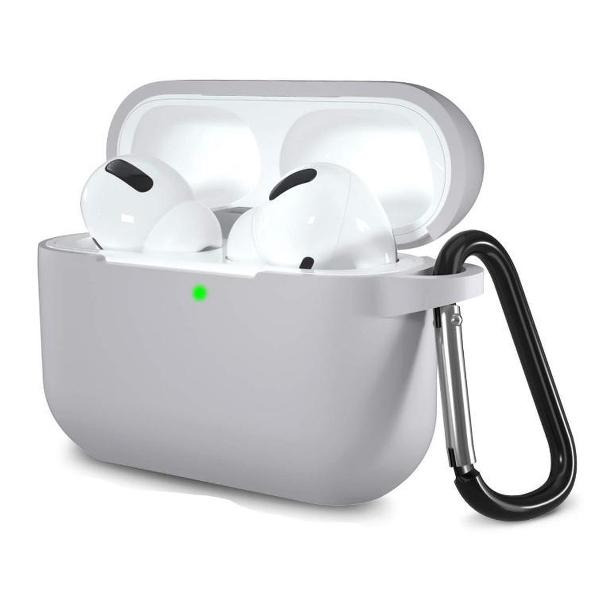 Apple Airpods Pro hoesje - Premium Siliconen beschermhoes met opdruk - 3.0 mm - Grijs