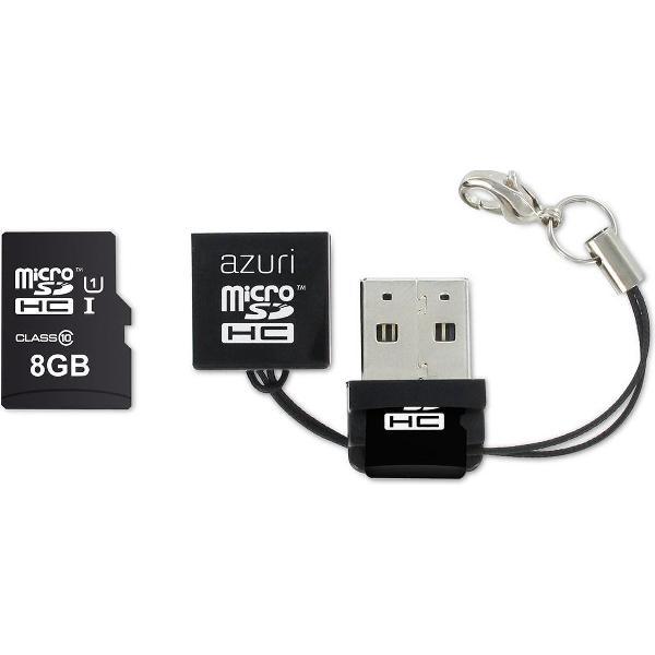 Azuri 8GB micro SDHC card class 10 - Tot en met 90MB/s met USB-2.0 reader