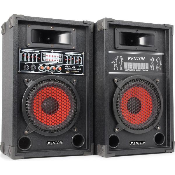 Skytec SPA-800 - PA Karaoke Actieve Speakers 8 inch - 2 stuks - Zwart