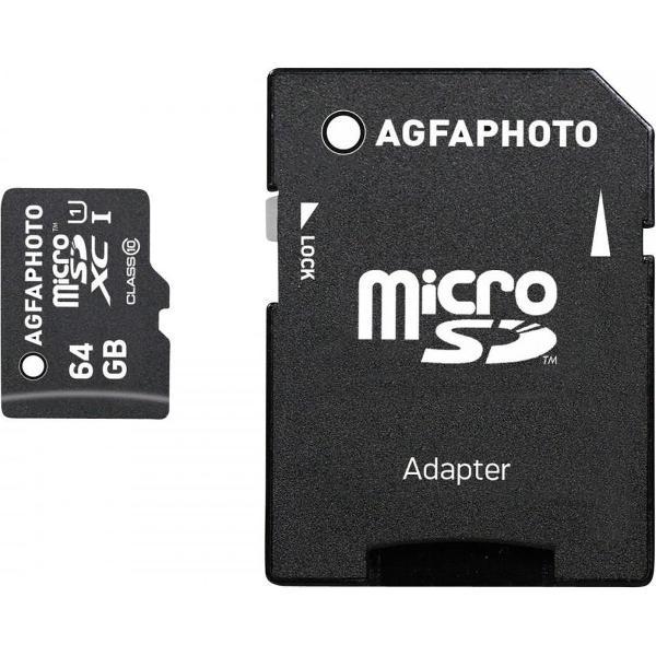 AgfaPhoto Mobile High Speed 64GB Micro SDXC Class 10 + Adapter