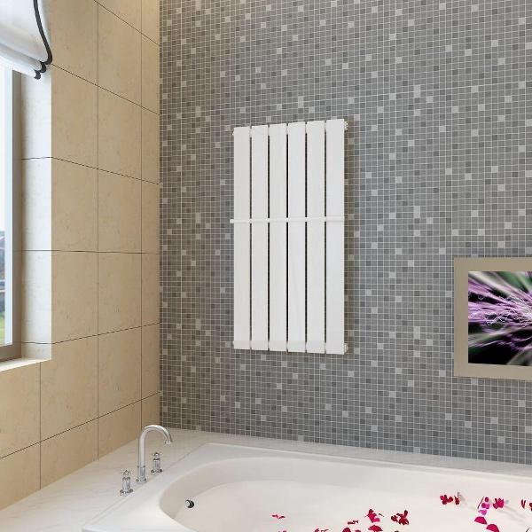Enkele verwarmingsradiator wit 465 mm x 900 mm plus handdoekrek