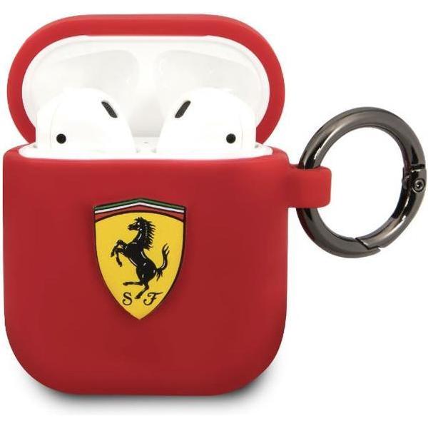 Ferrari AirPods case with ring - printed shield logo - rood
