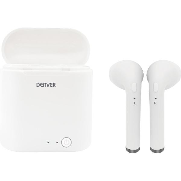 Denver TWQ-40 - Wireless Bluetooth earbuds - draadloos opladen via QI - Wit