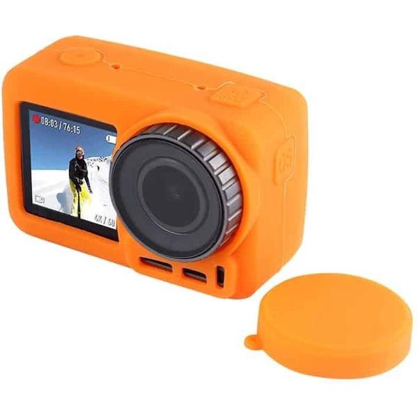 PULUZ siliconen beschermhoes met lensafdekking voor DJI Osmo Action (oranje)