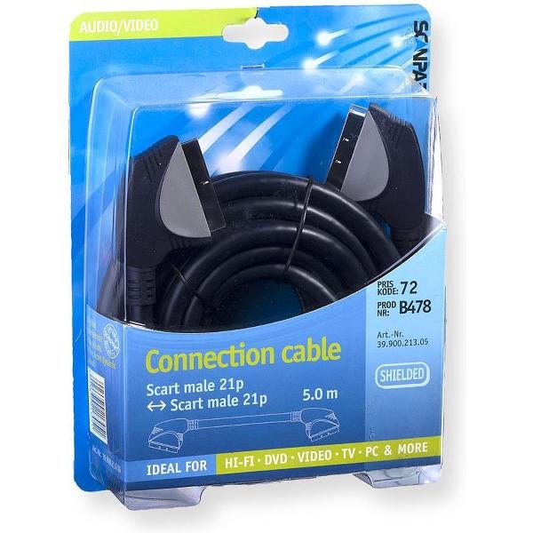 Bandridge SCART Audio Video Cable, 5.0m SCART-kabel 5 m SCART (21-pin) Zwart