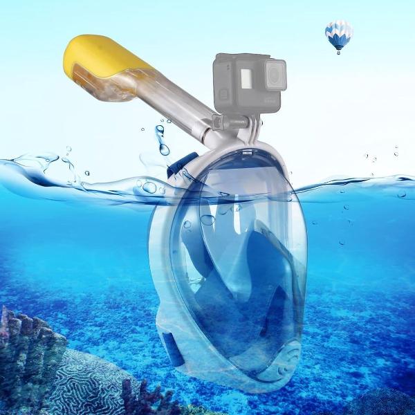 PULUZ I-versie Watersport Duikuitrusting Volledig droog snorkelmasker voor GoPro NIEUW HERO / HERO6 / 5/5 sessie / 4 sessie / 4/3 + / 3/2/1, Xiaoyi en andere actiecamera's, S / M-maat (blauw)