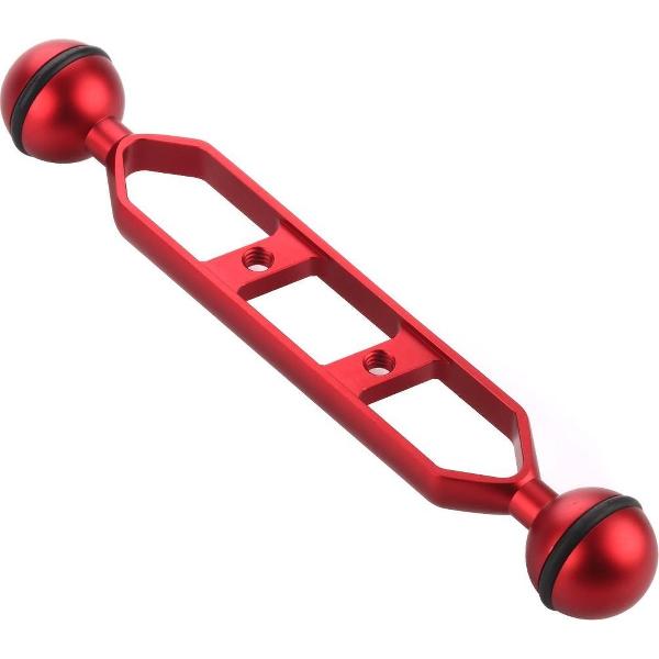 PULUZ 7.0 inch 17.8cm aluminium arm met dubbele ballen voor onderwaterlamp / videolicht (rood)