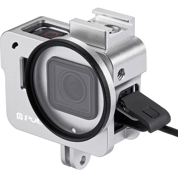 PULUZ Behuizing Shell CNC aluminium kooi met 52 mm UV-lens voor GoPro HERO (2018) / 7 zwart / 6/5 (zilver)