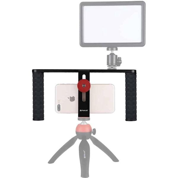 PULUZ Smartphone Video Rig Filmmaking Opname Handle Stabilizer Aluminium Bracket voor iPhone, Galaxy, Huawei, Xiaomi, HTC, LG, Google en andere smartphones