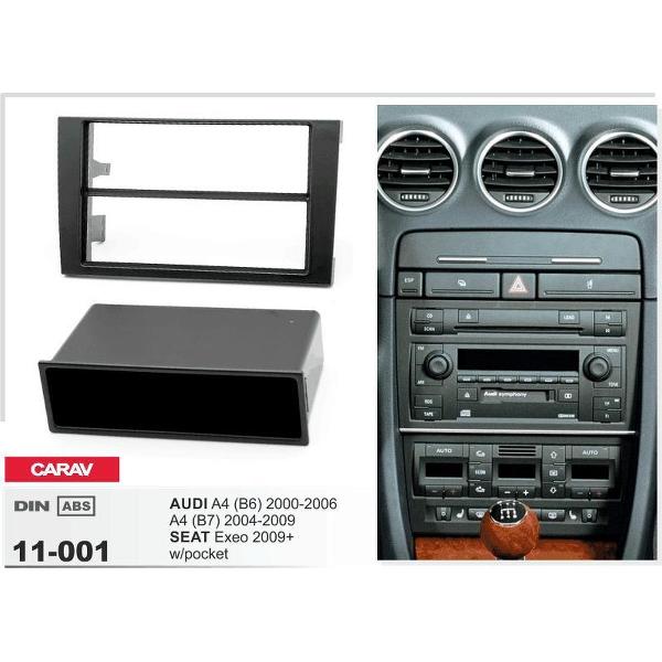 1-DIN SEAT Exeo 2009-2013 / AUDI A4 (B6) 2002-2006, A4 (B7) 2002-2007 w/pocket afdeklijst / installatiekit Audiovolt 11-001