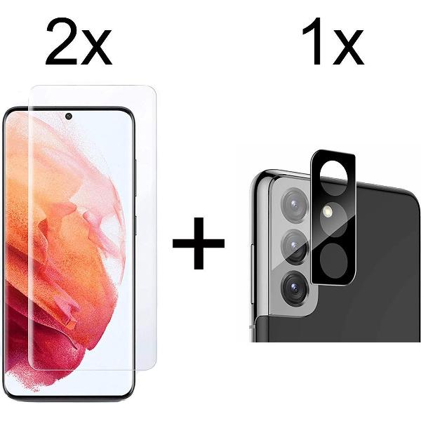 Beschermglas Samsung S21 screenprotector 2 stuks - Samsung Galaxy S21 screen protector camera lens - 1 stuk - Samsung Galaxy S21 screenprotector glas