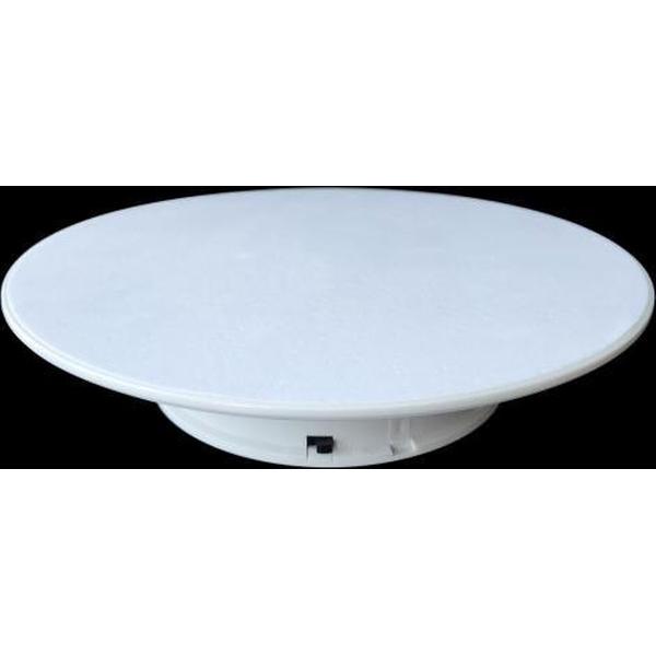 25cm 360 graden elektrische roterende draaitafel Displaystandaard Video-opnamerekwisieten Draaitafel voor fotografie, laad 3kg, aangedreven door batterij (wit)