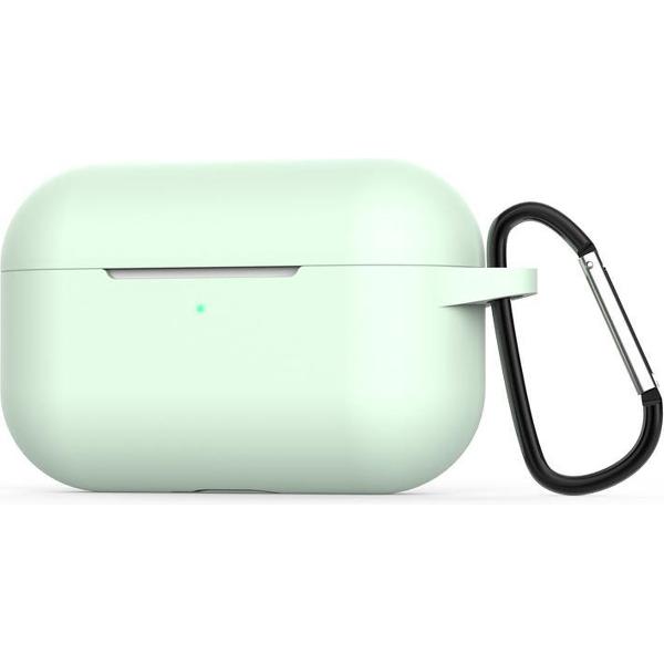 By Qubix - AirPods Pro siliconen hoesje met karabiner haak - Lichtgroen - AirPods hoesjes