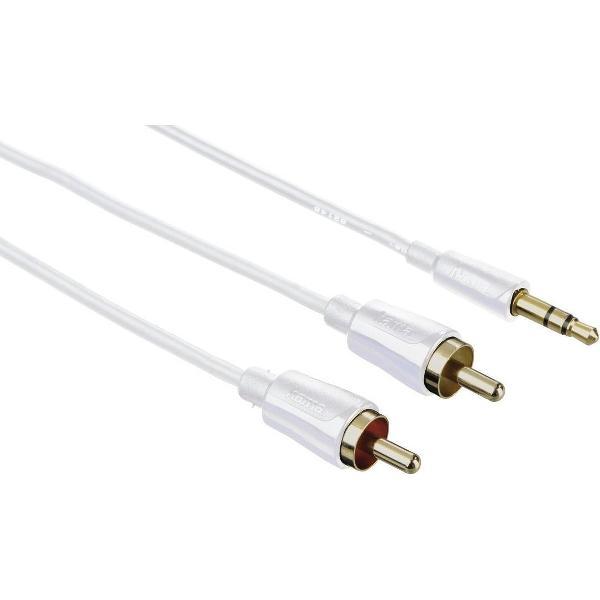 Hama Audiokabel, 3,5 mm jack-stekker stereo - 2x cinch-stekker, 0,5 m, wit