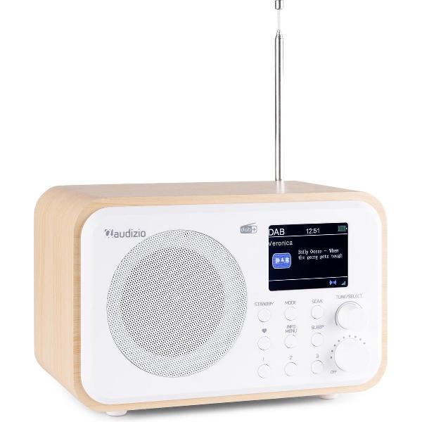Draagbare DAB radio met Bluetooth - Audizio Milan retro radio met sleeptimer, ingebouwde accu en FM radio - Wit