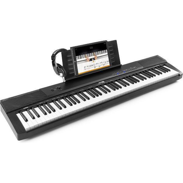 Digitale piano - MAX KB6 keyboard piano met o.a. 88 aanslaggevoelige toetsen, sustainpedaal, mp3 speler en vele andere features + koptelefoon