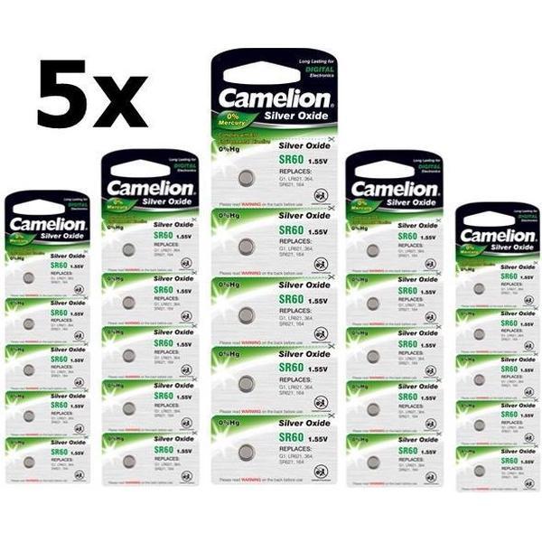 25 Stuks (5 Blisters a 5st) - Camelion Silver Oxide SR60 /364 1.55V knoopcel batterij