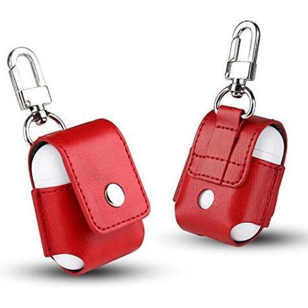 KELERINO. Hoesje voor Apple Airpods Lederen - Rood