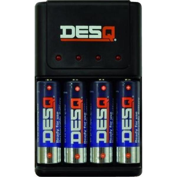 Desq batterijlader 4 kanaals Overnight, incl 4 oplaadbare longlife AA Nihm batterijen