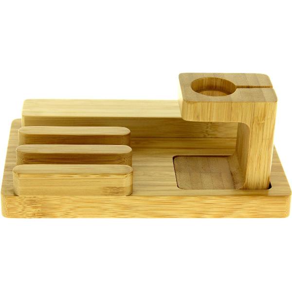 United Entertainment - USB Laadstation/Houder voor Telefoon, iPad en Horloge - Bamboe