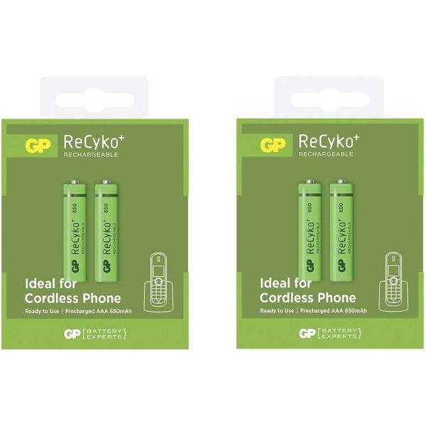 4 Stuks (2 Blisters a 2st) - Duo GP R03/AAA GP ReCyko+ 650 Series 650mAh oplaadbaar