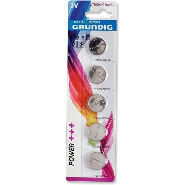 Grundig Knoopcelbatterijen Cr2032 200 Mah 5 Stuks