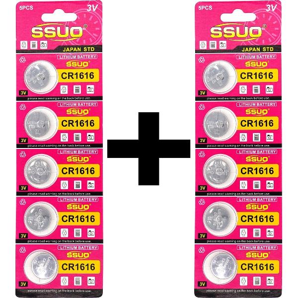 10 Stuks 3V Knoopcel Batterij - Lithium Cell CR1616 - Horloge Batterij - 1+1 Gratis