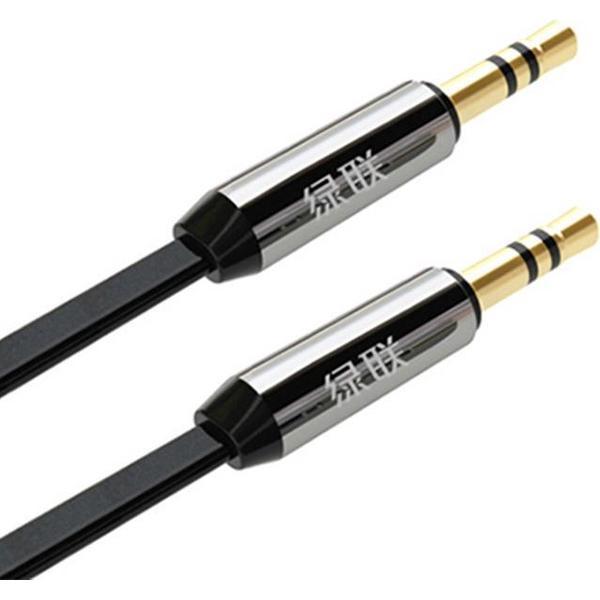 3.5mm Male-Male Audio Jack Ultra Plat kabel Zwart - 100cm