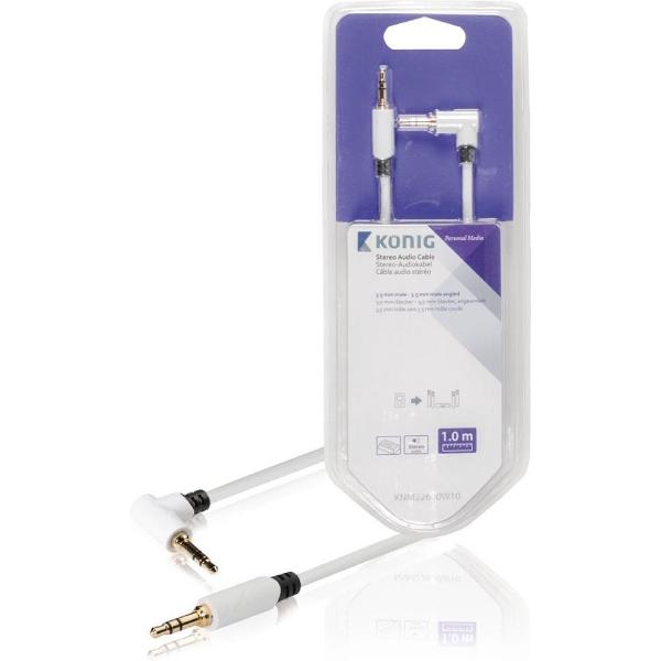 Stereo audio cable 3.5 mm male - male angled 1.00 m white