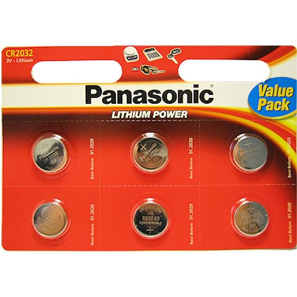 Panasonic Lithium knoopcellen CR2032 6 stuks