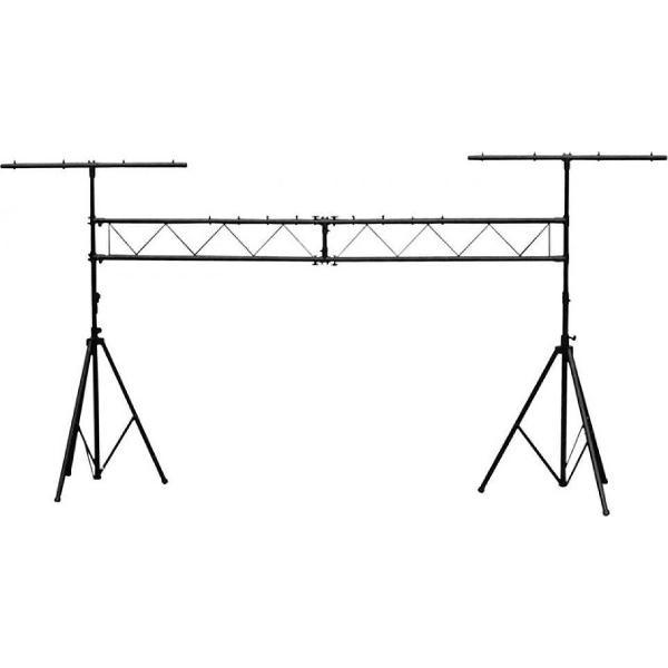 Lichtbrug - BeamZ LB60 metalen lichtbrug met 3 meter overspan en 2x T-bar - Max. hoogte 4 meter - Zwart