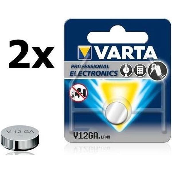 2 Stuks - VARTA V12GA, LR43, AG12, D186, L1142 1.5V 80mAh batterij