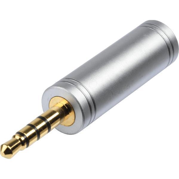 BKL 3,5mm Jack 4-polig (m) - 3,5mm Jack 3-polig (v) adapter / metaal verguld
