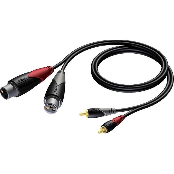 Procab CLA705 2x XLR vrouwelijk - Tulp stereo 2RCA mannelijk kabel - 1,5 meter
