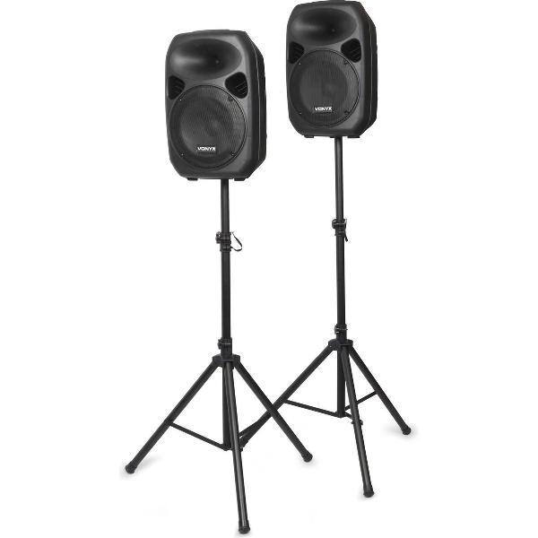 Skytec SPS122 12 Actieve Speaker set met standaards en kabel