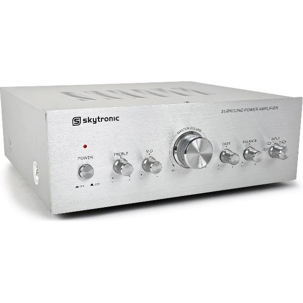 Stereo versterker - SkyTronic hifi versterker 2x 200W met 4 ingangen en 3-bands toonregeling - Zilver