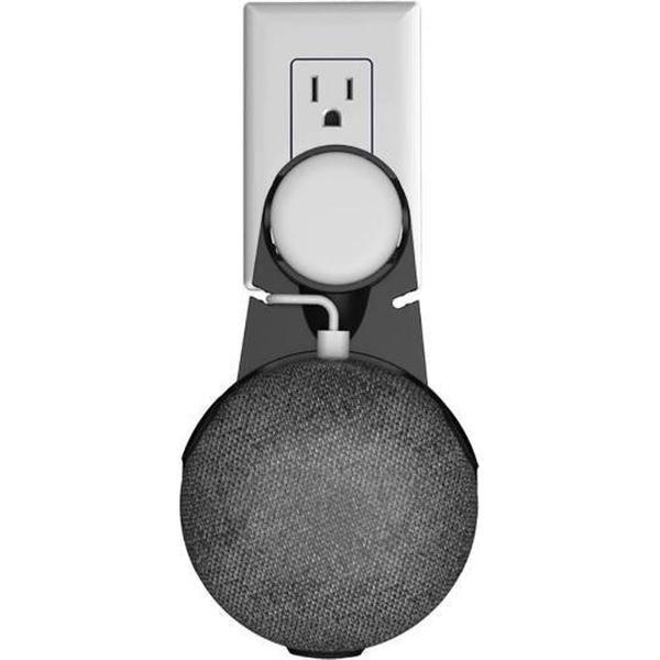 Houder Voor Google Home Nest Mini - Smart Speaker - Muur Beugel - Case Stopcontact Beugel - Zwart