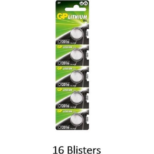 80 stuks (16 blisters a 5 stuks) GP Lithium CR2016 3V