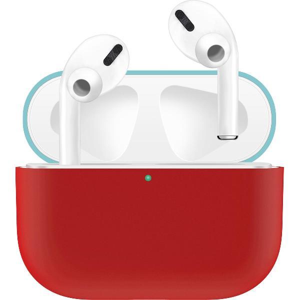 KELERINO. Siliconen Case voor Apple AirPods Pro - Hoesje - Rood / Groen