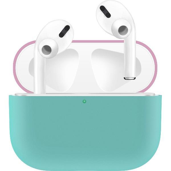 KELERINO. Siliconen Case voor Apple AirPods Pro - Hoesje - Groen / Roze
