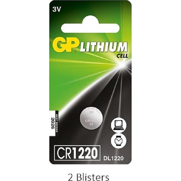 2 stuks (2 blisters a 1 stuks) GP Lithium Cell CR1220
