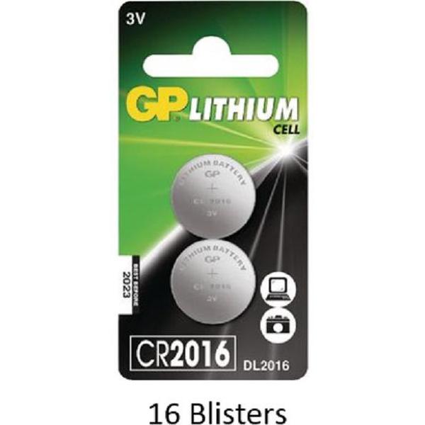 32 stuks (16 blisters a 2 stuks) GP Lithium CR2016 3V