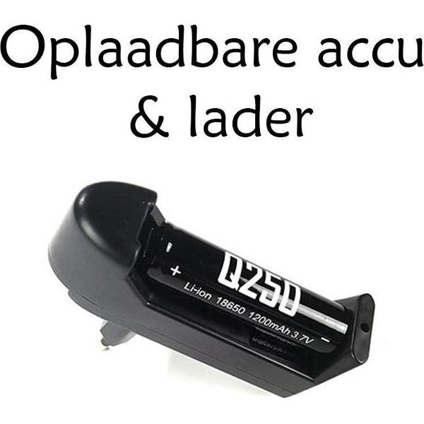 Batterij en oplader voor de Zaklamp
