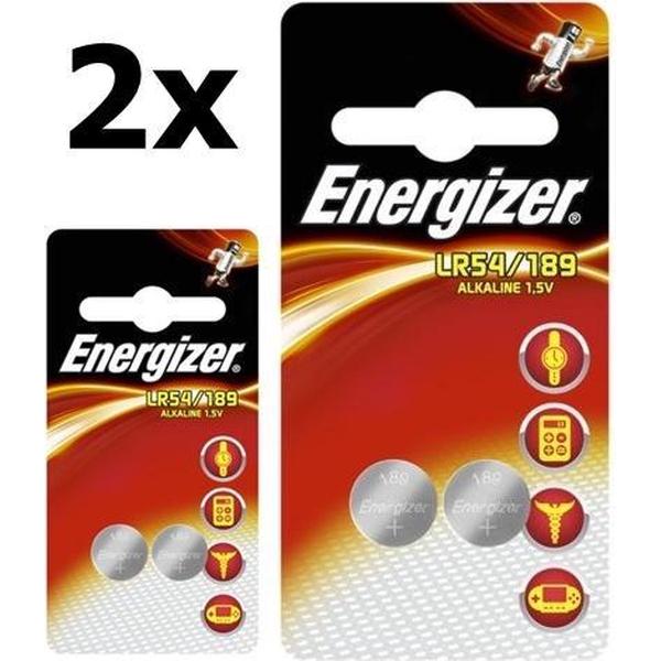 4 Stuks (2 Blister a 2st) Energizer G10 / LR54 / 189 / AG10 1.5V Alkaline knoopcel batterij