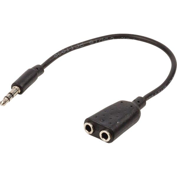 Valueline VLAP22100B02 Jack Stereo Audio Verdeelkabel 3,5 mm Mannelijk - 2x 3,5 mm Vrouwelijk 0,20 M Zwart