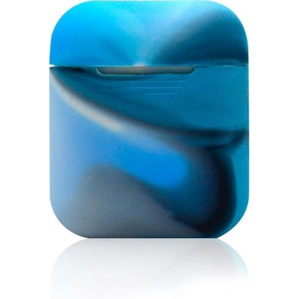 KELERINO. Siliconen hoesje voor Apple Airpods 1 & 2 - Softcase - Camouflage Blauw